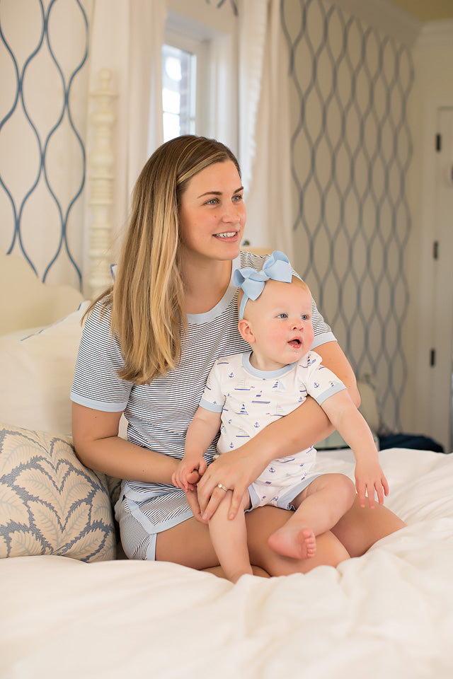 Navy Stripe Short Set