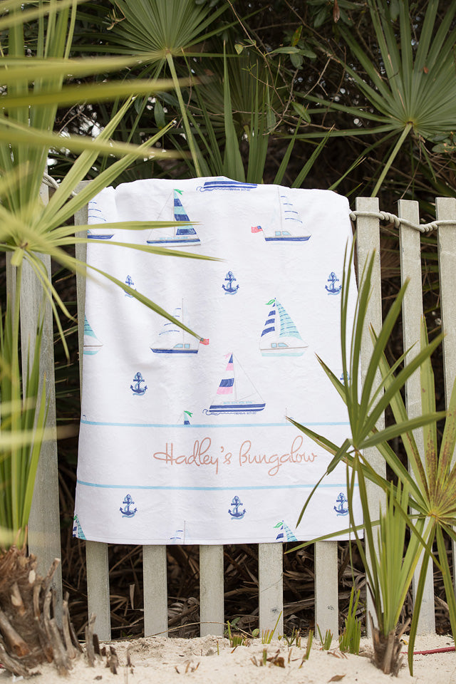Caribbean Regatta Sailboat Beach Towel