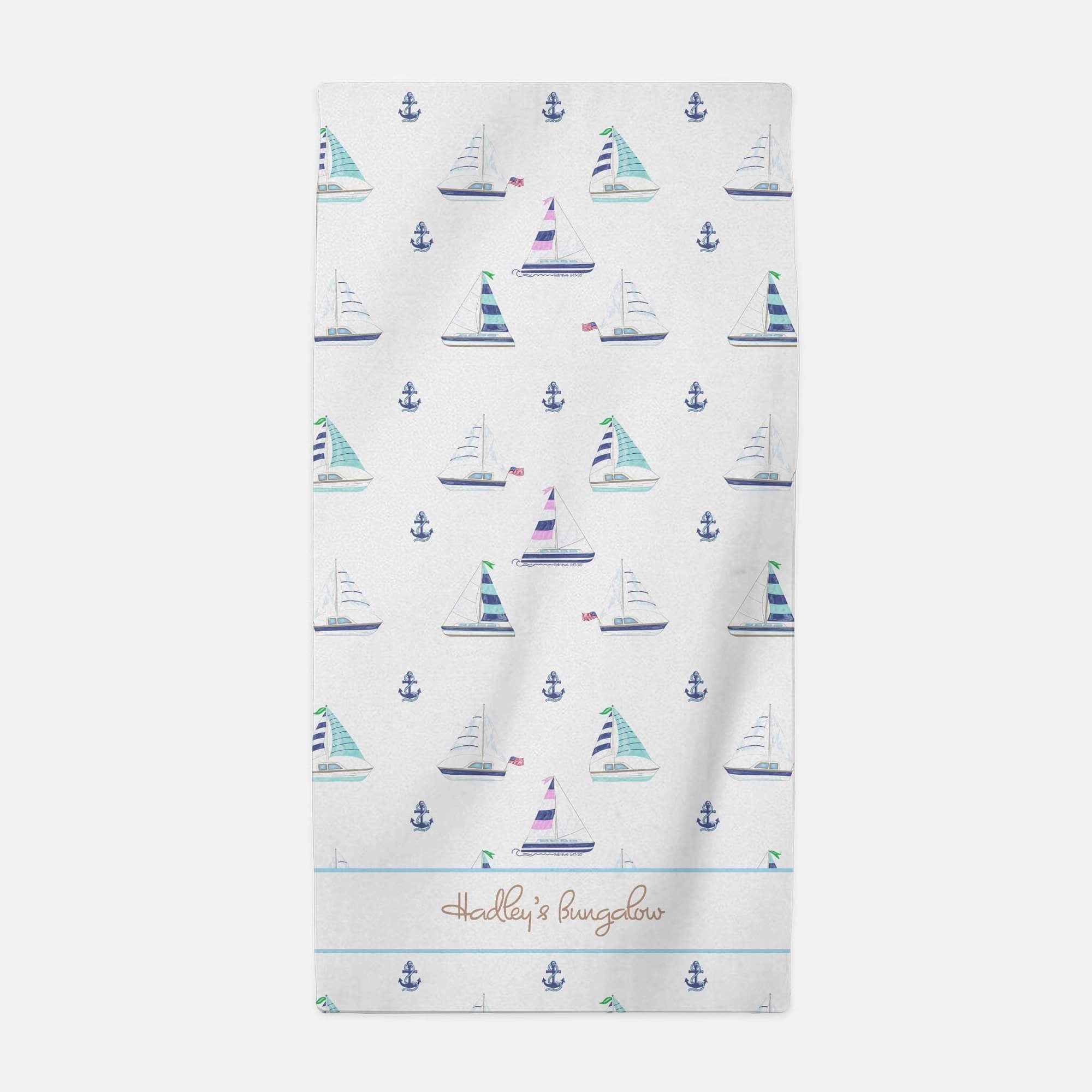 Caribbean Regatta Sailboat Beach Towel