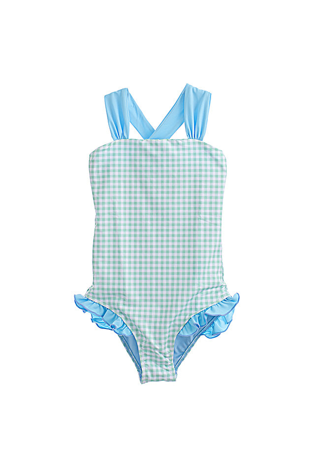 Hadley Girls Suit Green Gingham
